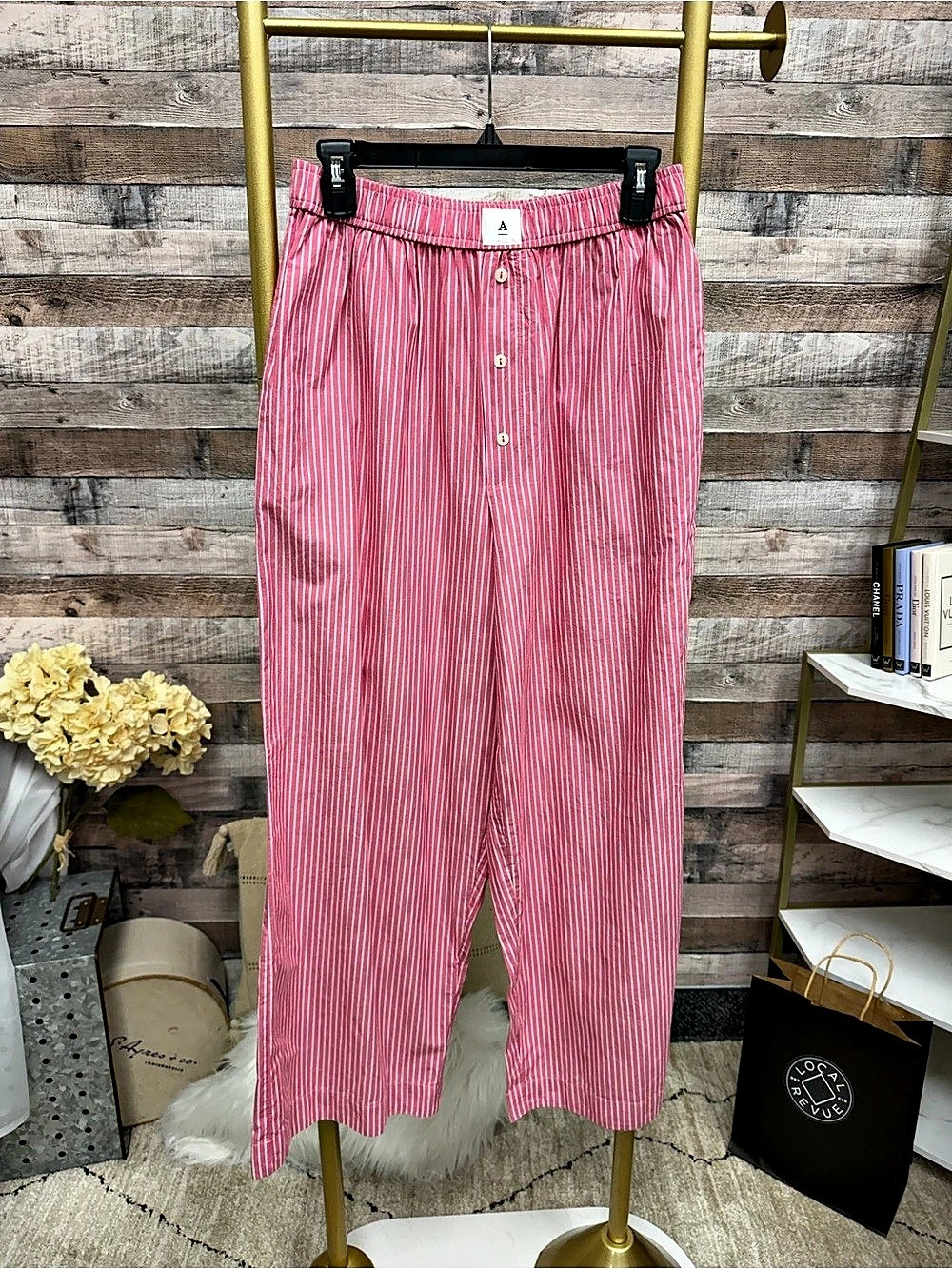 Anthropologie NWT pink/white stripe wide leg pants w/ button fly